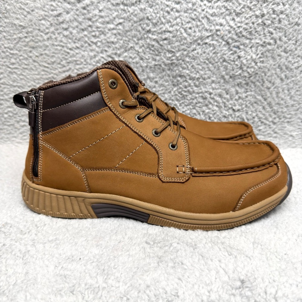 OrthoFeet Ryder Mens Size 12 Wide Orthopedic Hiking Boots Brown Leather Zip